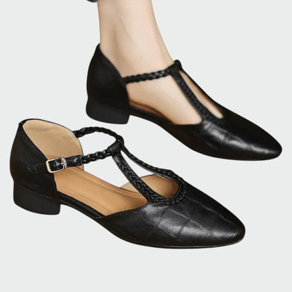 Sophie | Chic Pointed T-Bar Black Mary Jane Shoes for Women
