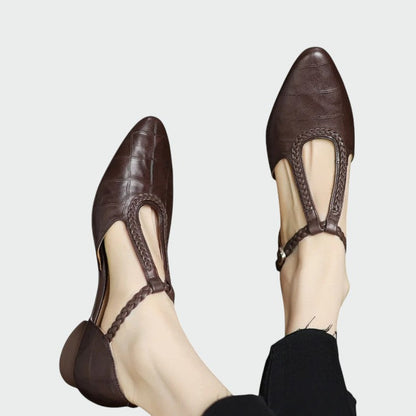 Sophie | Chic Pointed T-Bar Black Mary Jane Shoes for Women