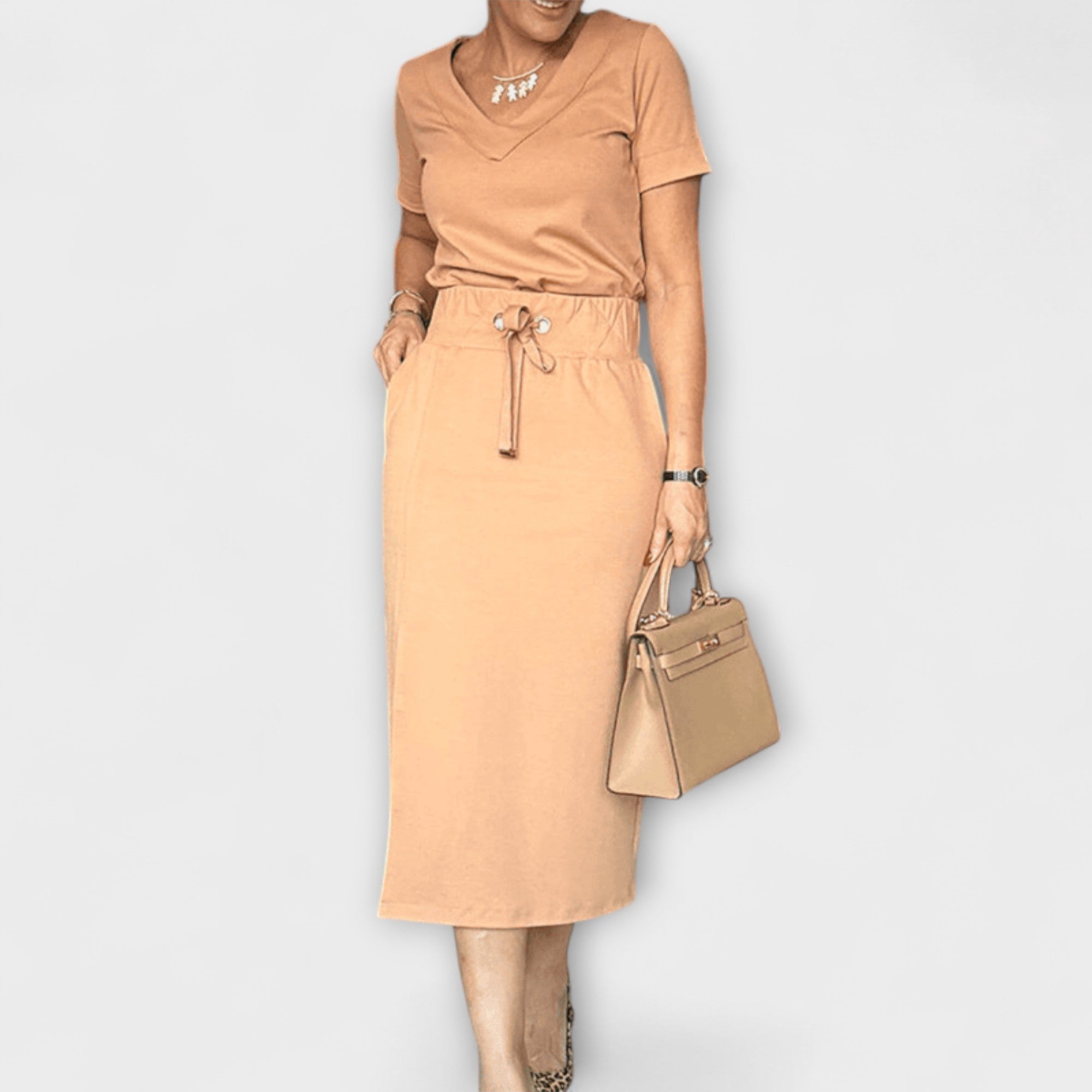 Sophie | Elegant Breezy V-Neck Top and Skirt Set for Women's Outfit