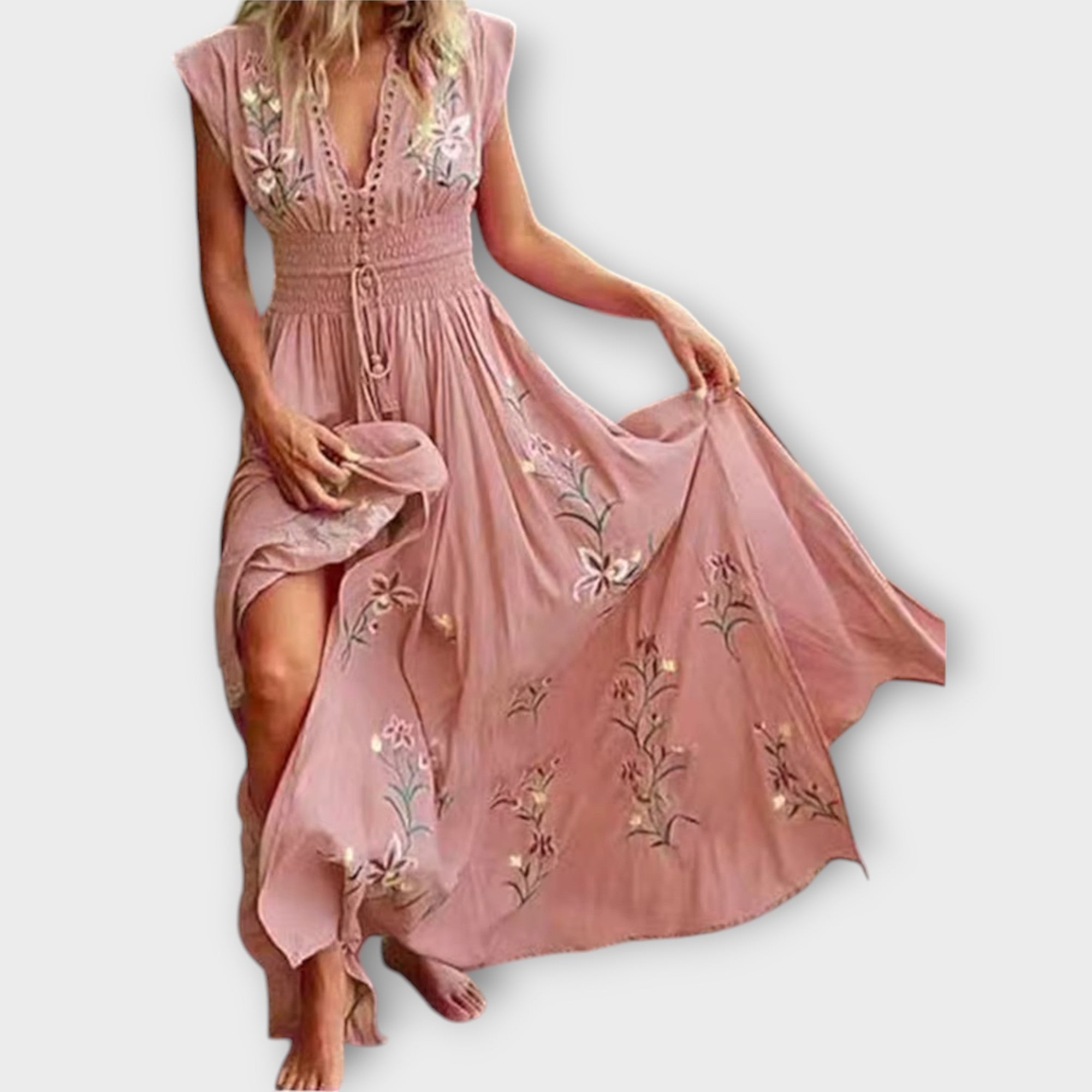 Sophie | Elegant Floral Summer Dress with Exquisite Embroidery