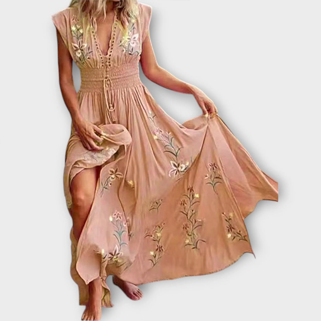 Sophie | Elegant Floral Summer Dress with Exquisite Embroidery