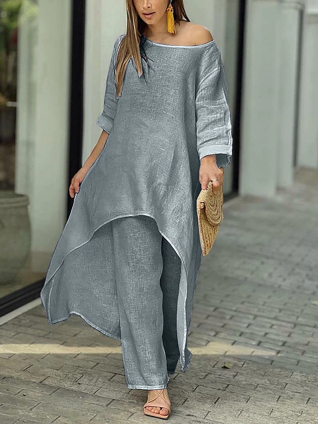 Sophie | Elegant Flowing Two-Piece Women's Outfit with Wide-Leg Pants
