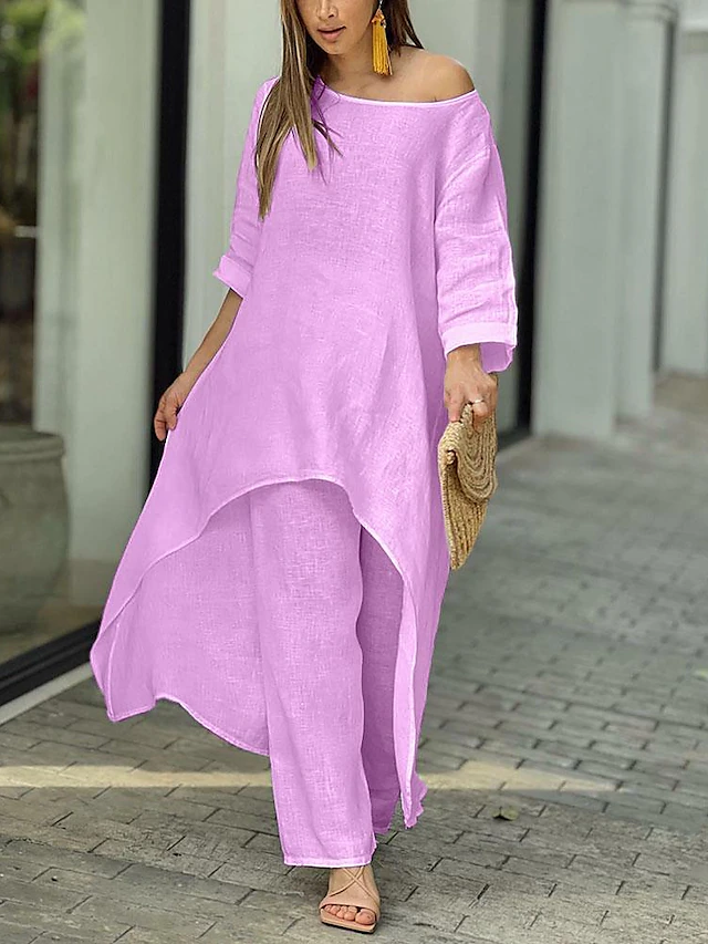 Sophie | Elegant Flowing Two-Piece Women's Outfit with Wide-Leg Pants