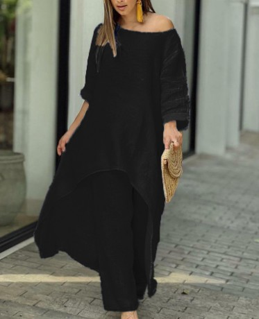 Sophie | Elegant Flowing Two-Piece Women's Outfit with Wide-Leg Pants