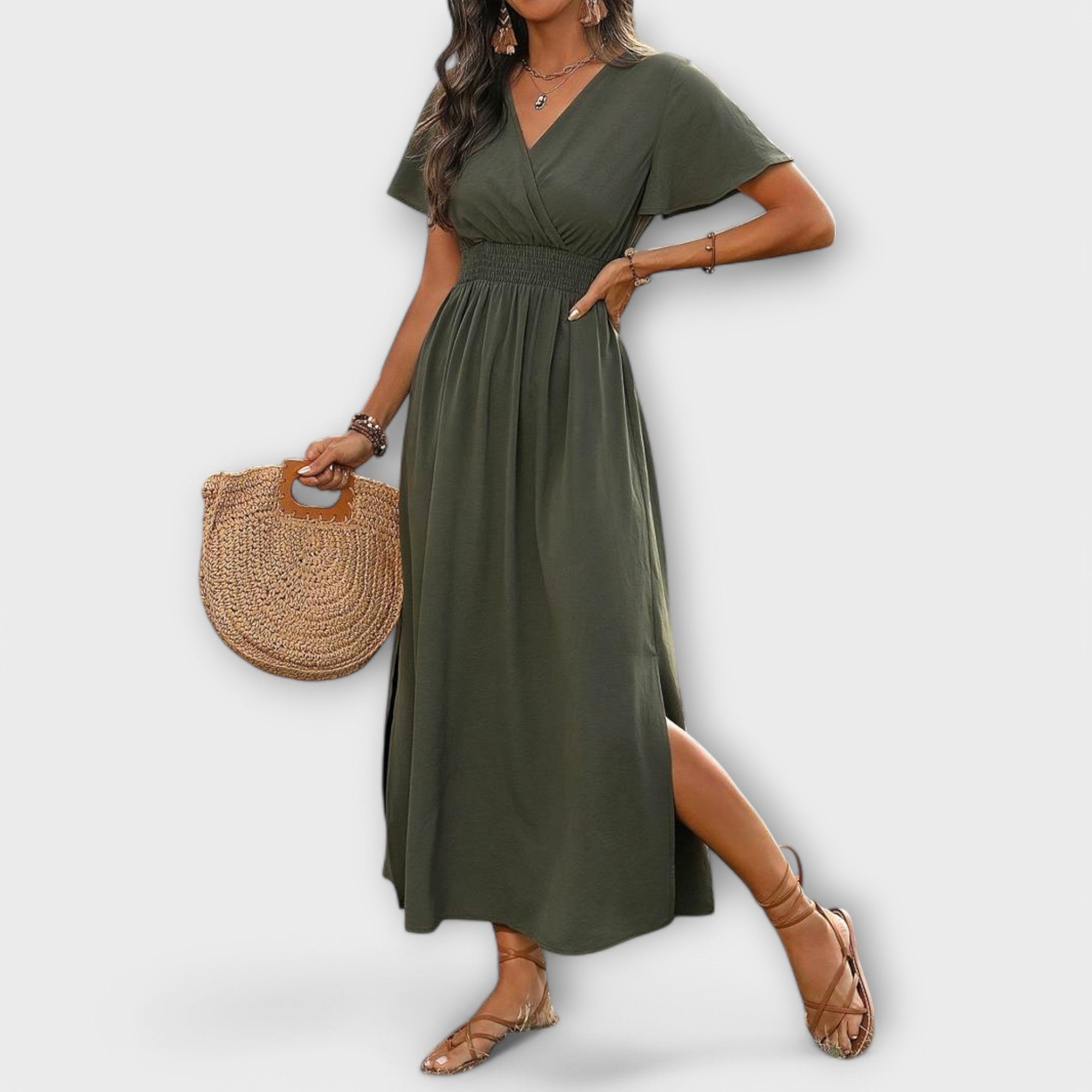 Sophie | Elegant V-Neck Summer Dress for Wedding Guests