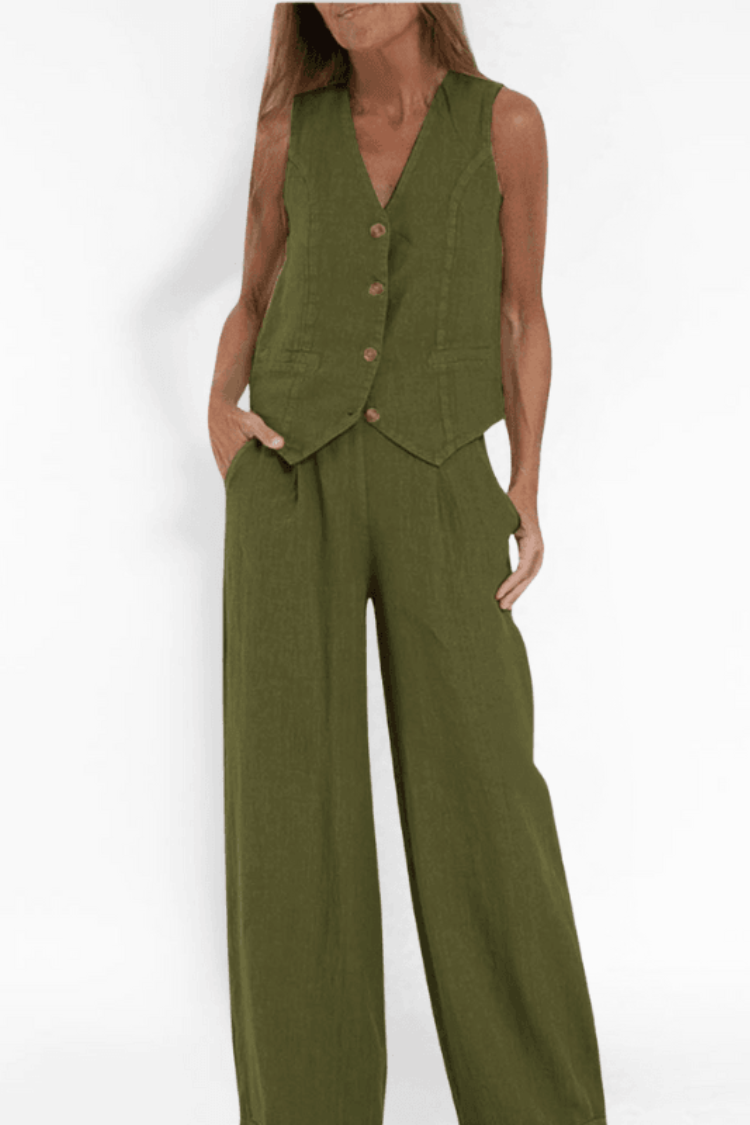 Sophie | Modern Elegant Women's Suit with Fitted Vest and Wide-Leg Pants
