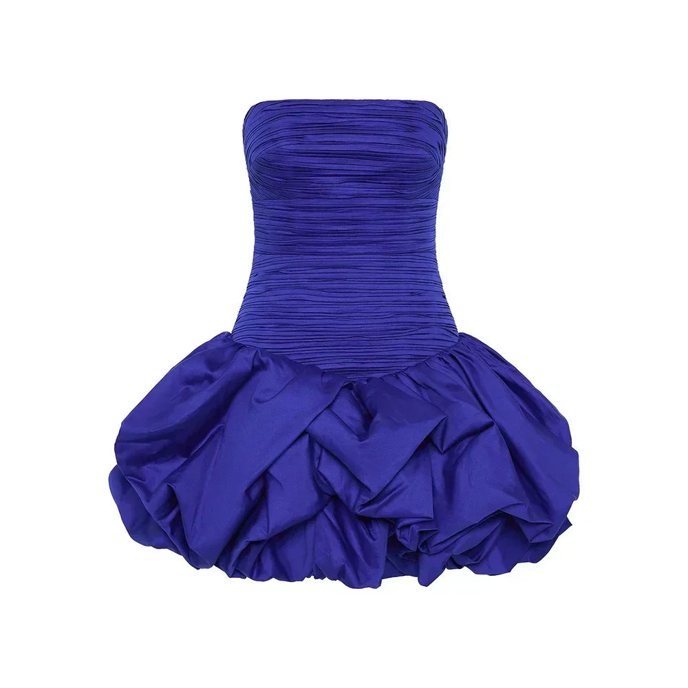 Sophie | Playful Elegant Strapless Bubble Hem Mini Dress