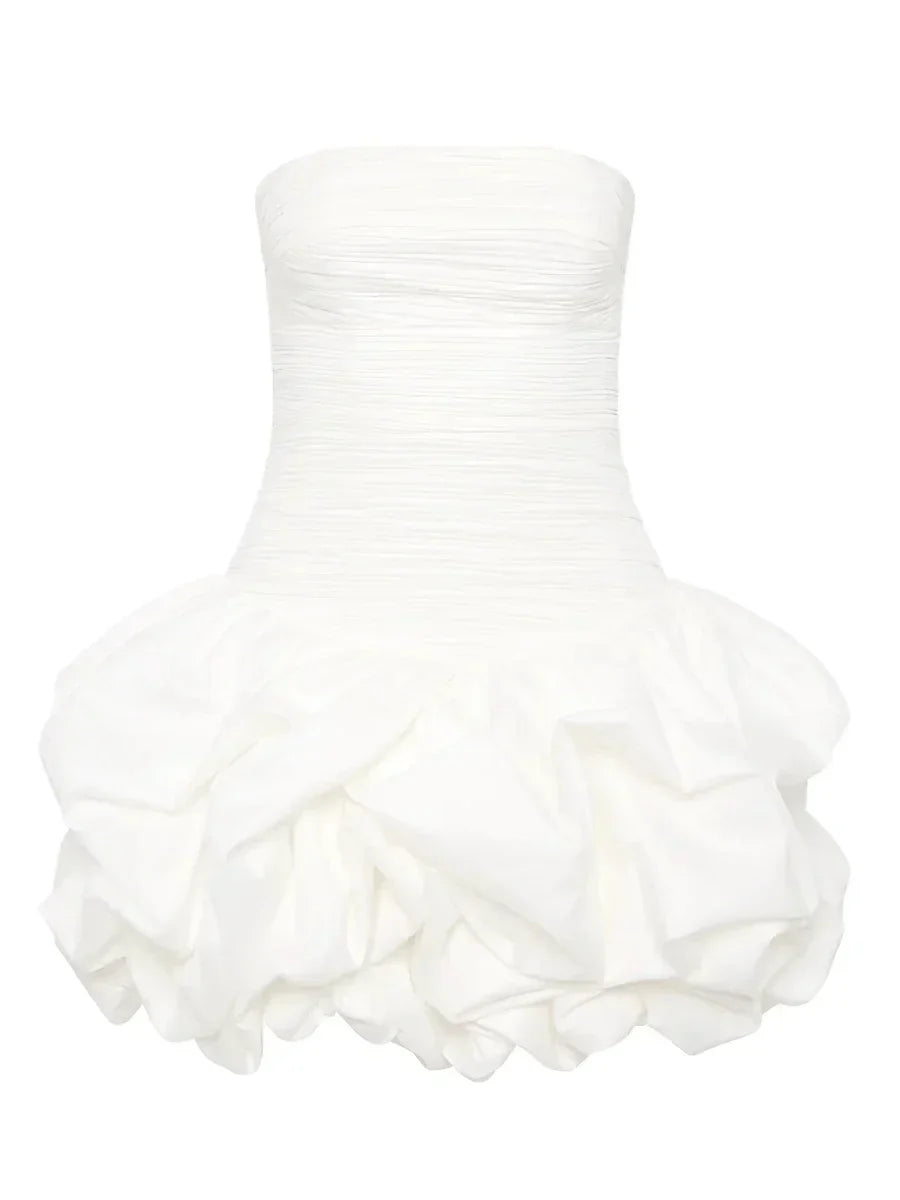 Sophie | Playful Elegant Strapless Bubble Hem Mini Dress