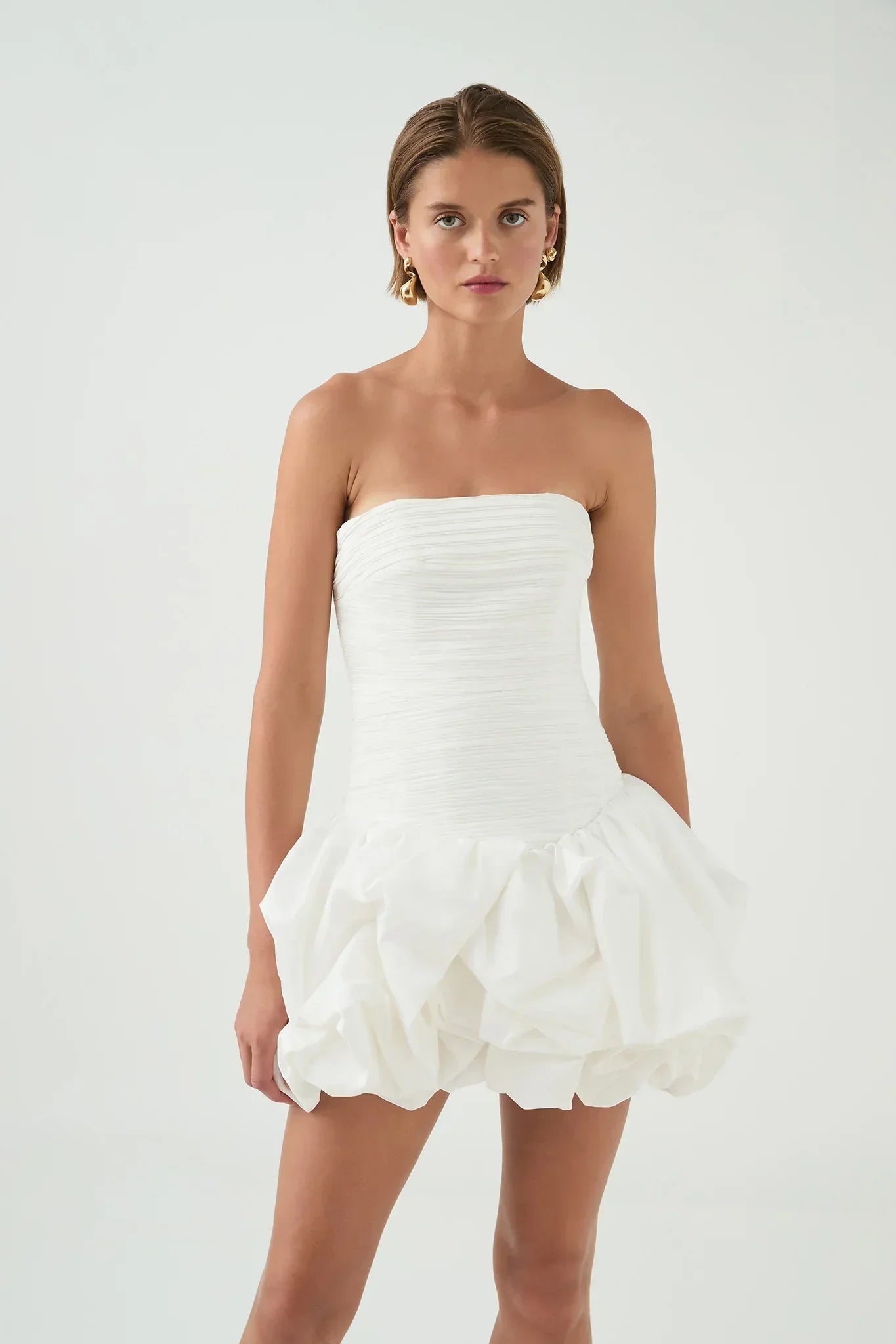 Sophie | Playful Elegant Strapless Bubble Hem Mini Dress