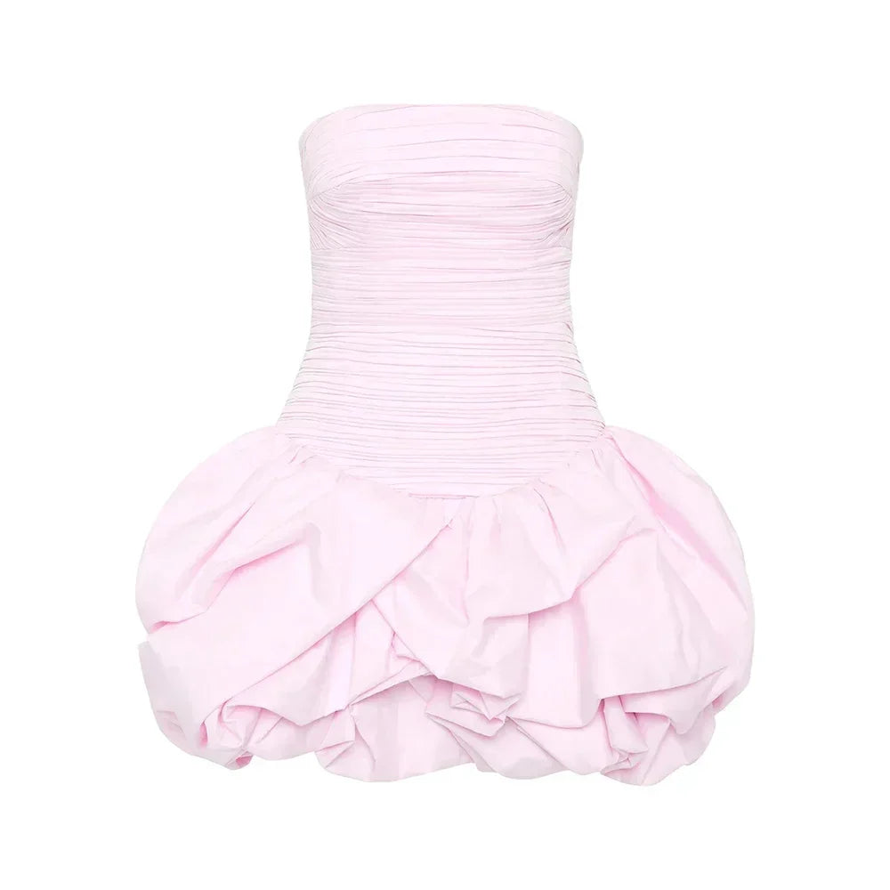 Sophie | Playful Elegant Strapless Bubble Hem Mini Dress