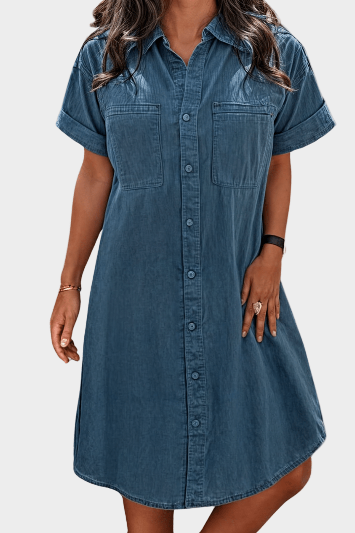 Sophie | Relaxed Plus Size Denim Shirt Dress for Women